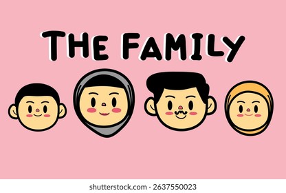 Cute A Lovely Middle East Arab or Muslim's Family Characters