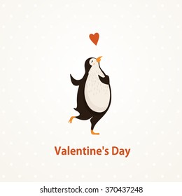 Cute lovely penguin.Valentine day.