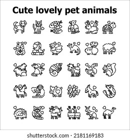 Cute lovely pet animals icons