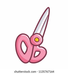 Cute and lovely pink scissor - vector