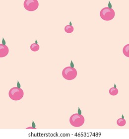 Cute lovely pink seamless vector pattern on blue background illustration with cherry berry