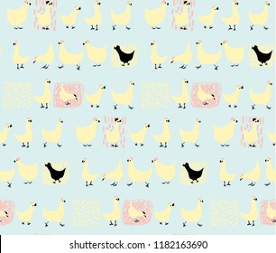 Cute, lovely, pretty and simple animal faces sketch, fox and hens. Doodle style icons for kids, perfect for cards and invitations, textile, wallpapers, backgrounds. Clip art vector design.
