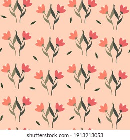 Cute lovely romantic flowers seamless vector pattern background illustration