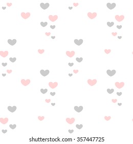 cute lovely romantic pink and grey hearts on white background valentine vector seamless pattern illustration