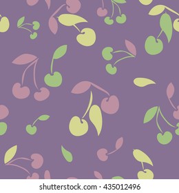 Cute lovely seamless pattern background with cherry. Vector illustration