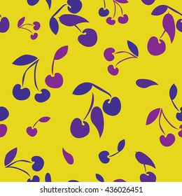 Cute lovely seamless pattern background with cherry. Vector illustration