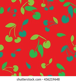 Cute lovely seamless pattern background with cherry. Vector illustration