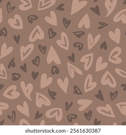 Cute Lovely Seamless Pattern with Hearts. Valentine Day Background with Hearts Ornament. Vector cartoon Template for Valentine Day. Romantic Ornament. Not AI