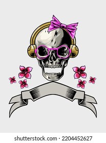 cute and lovely skull logo illustration