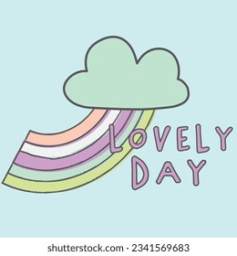 Cute lovely soft color animals unicorn rainbow giraffe rabbit bunny cloud heart tee design for kids market as vector
