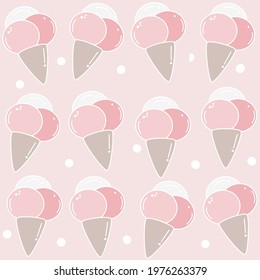 Cute lovely summer seamless vector pattern background illustration with cone ice creams	