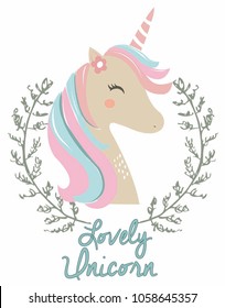 cute lovely unicorn vector lovely unicorn illustration graphic vector. watercolor illustration young and happy, t-shirt graphics, posters, party concept, textile graphic, cute illustration for apparel