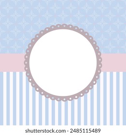 Cute lovely vector frame card greeting invitation with blue background
