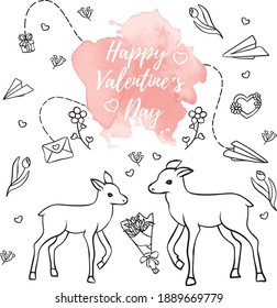 Cute and lovely vector illustration set for Valentine's Day .  Romantic elements for greeting cards, posters . 