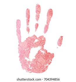 Cute lovely vector print of hand of human vector grunge illustration on pink gradient elegant girl lace doodle floral background