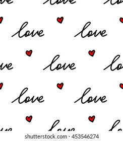 Cute Lovely White Texture With Red Hearts and Words