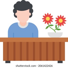 Cute Lovely Young Woman Florist Sitting Concept Vector Color Icon Design, Free time activities Symbol, Extracurricular activity Sign, hobbies interests Stock Illustration