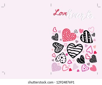 Cute love/romance theme card with hand drawn doodle hearts
