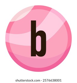 Cute Lowercase Letter ‘b’ in a Glossy Pink Bubble Style with Pastel Gradients, Perfect for Valentine’s Day Typography, Romantic Greeting Cards, and Creative Designs