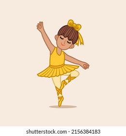 Cute lttle girl ballerina dance color yellow