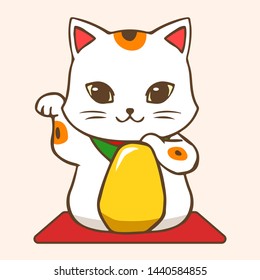 Cute lucky cat cartoon style.