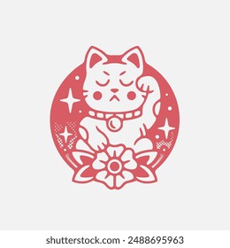 cute lucky cat character vector design