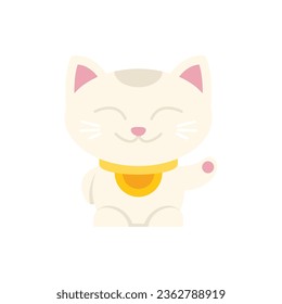 Cute lucky cat icon flat vector. Japan neko. Chinese animal isolated