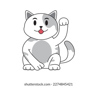 cute lucky cat maneki neko cartoon illustration