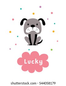 cute lucky dog vector
