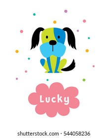 cute lucky dog vector