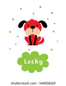 cute lucky dog vector