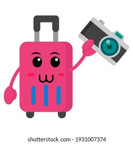 cute luggage cartoon of vector illustration
