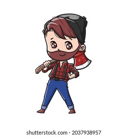 Cute Lumberjack Cartoon Mascot Vector Illustration