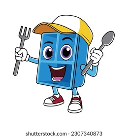 cute lunch box mascot illustration