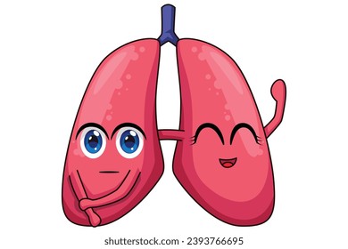 Cute Lungs Character Design Illustration