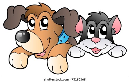 Cute lurking pets - vector illustration.