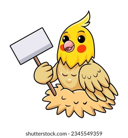 Cute Lutino Cockatiel Vogel Cartoon mit Leerzeichen