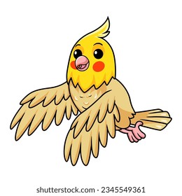 Cute Lutino Cockatiel Vogel Cartoon