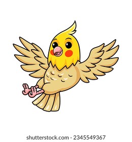 Cute lutino cockatiel bird cartoon