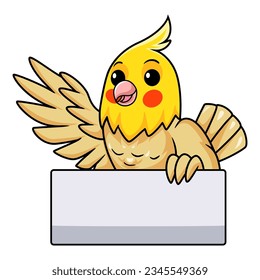 Cute Lutino Cockatiel Vogel Cartoon winkende Hand