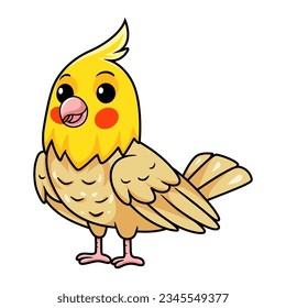 Cute Lutino Cockatiel Vogel Cartoon