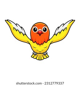 Cute lutino lovebird cartoon flying