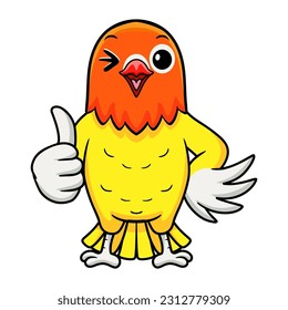 Cute lutino lovebird cartoon giving thumb up