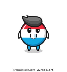cute luxembourg flag badge mascot with an optimistic face , cute style design for t shirt, sticker, logo element