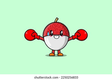 Caricatura de mascota liaca que juega deporte con guantes de boxeo y diseño elegante y bonito