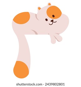 Cute lying cat vector cartoon illustration isolated on a white background.