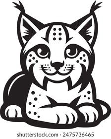 Cute Lynx silhouette vector illustration on white background.