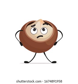 cute macadamia character cartoon mascot nut personage healthy vegetarian food concept isolated vector illustration