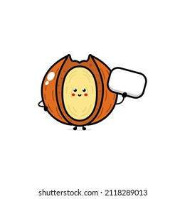 Cute macadamia character. Vector hand drawn cartoon character illustration icon. Isolated on white background. Macadamia character concept