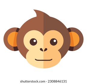 Cute macaque face over white